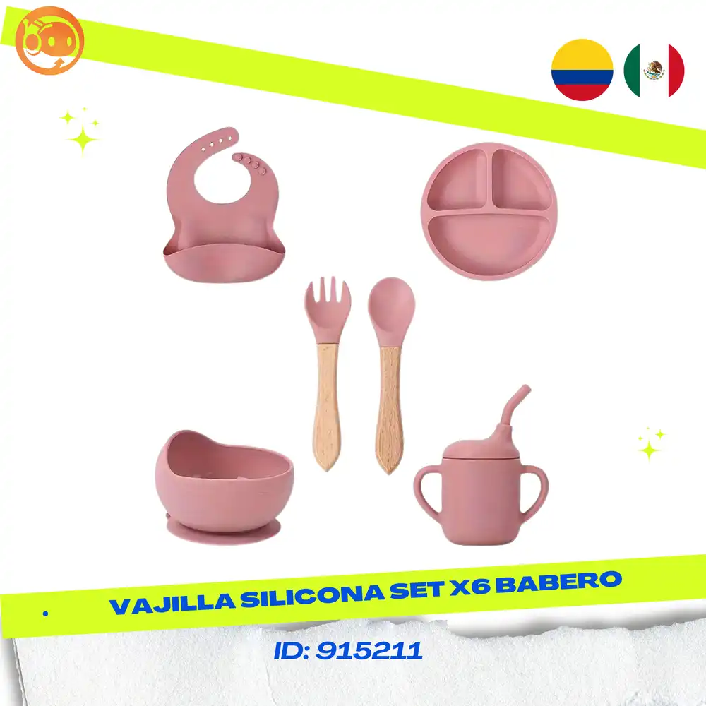 VAJILLA Vajilla Silicona Set X6 Bebe Babero - Imagen 1