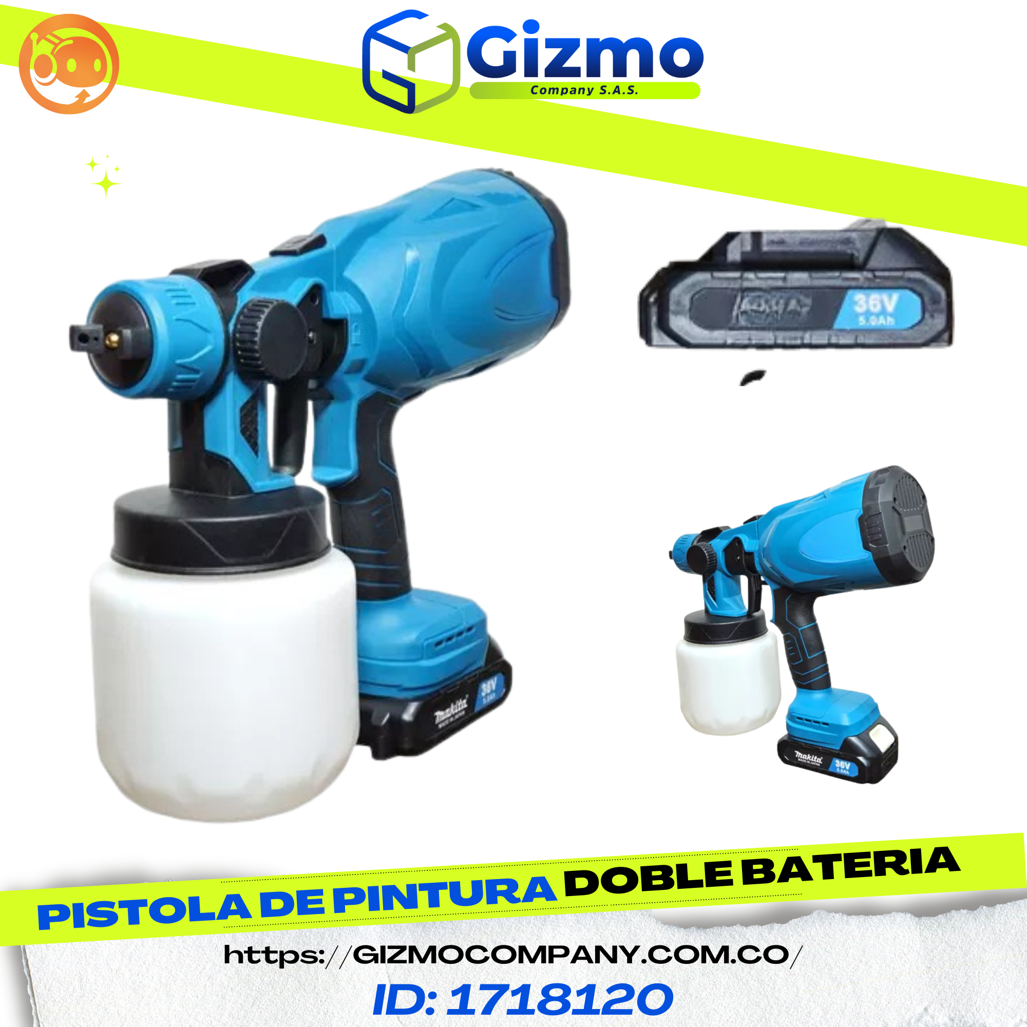 PISTOLA Pistola de pintura 2 baterías - Imagen 1