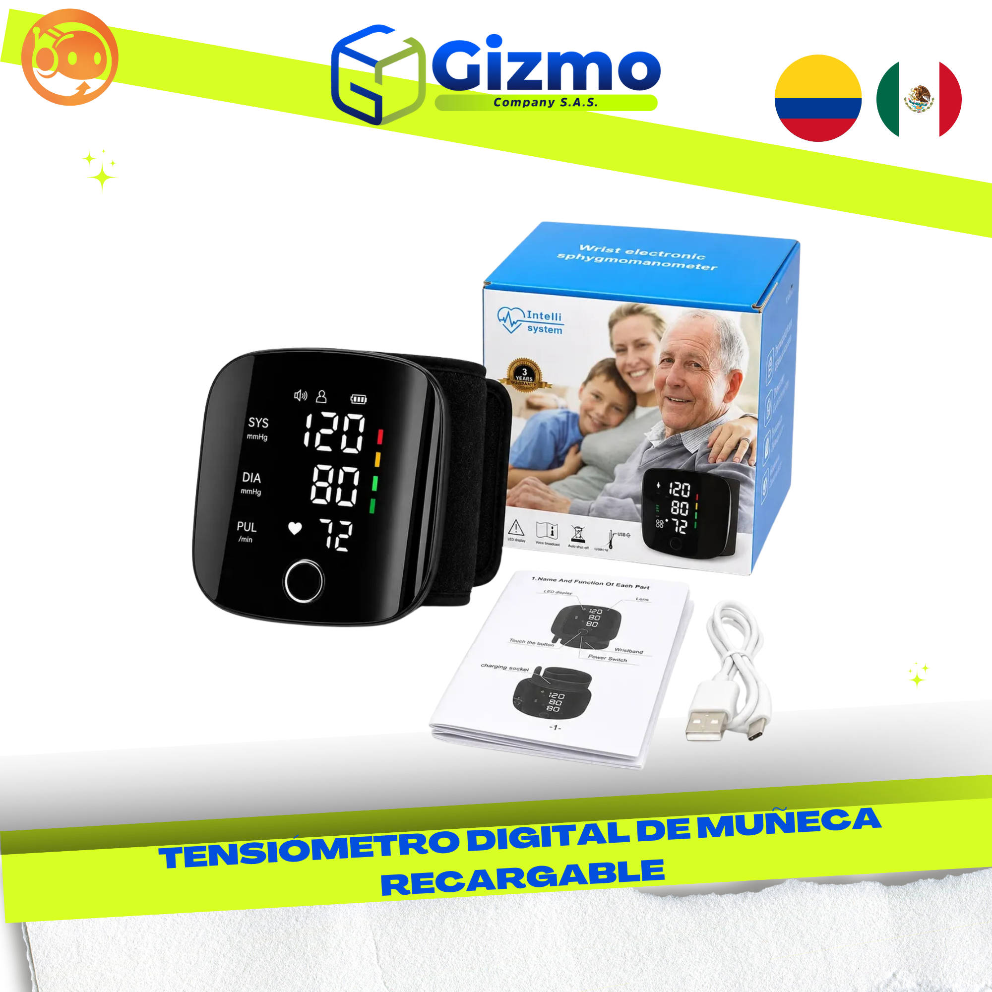 CATALOGO MERCANCIA NUEVA - GIZMO 2026 - 2026-09-18T094703.958 Tensiómetro Digital de Muñeca Recargable - Imagen 1