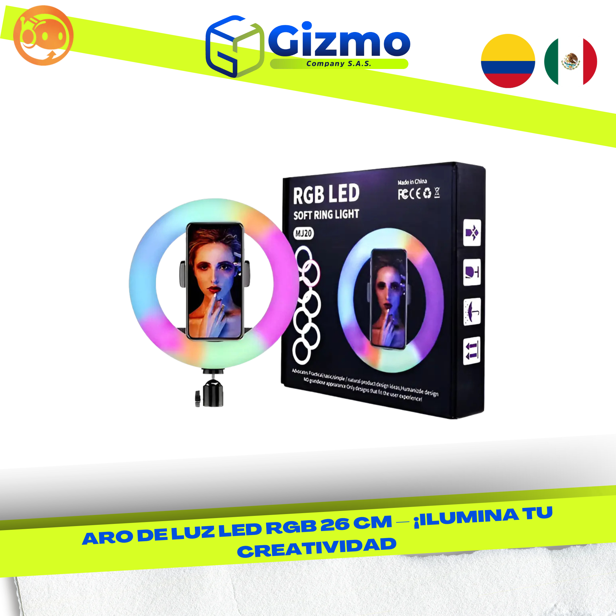 CATALOGO MERCANCIA NUEVA - GIZMO 2026 - 2026-10-09T144158.213 Aro de Luz LED RGB 26 cm - Imagen 1