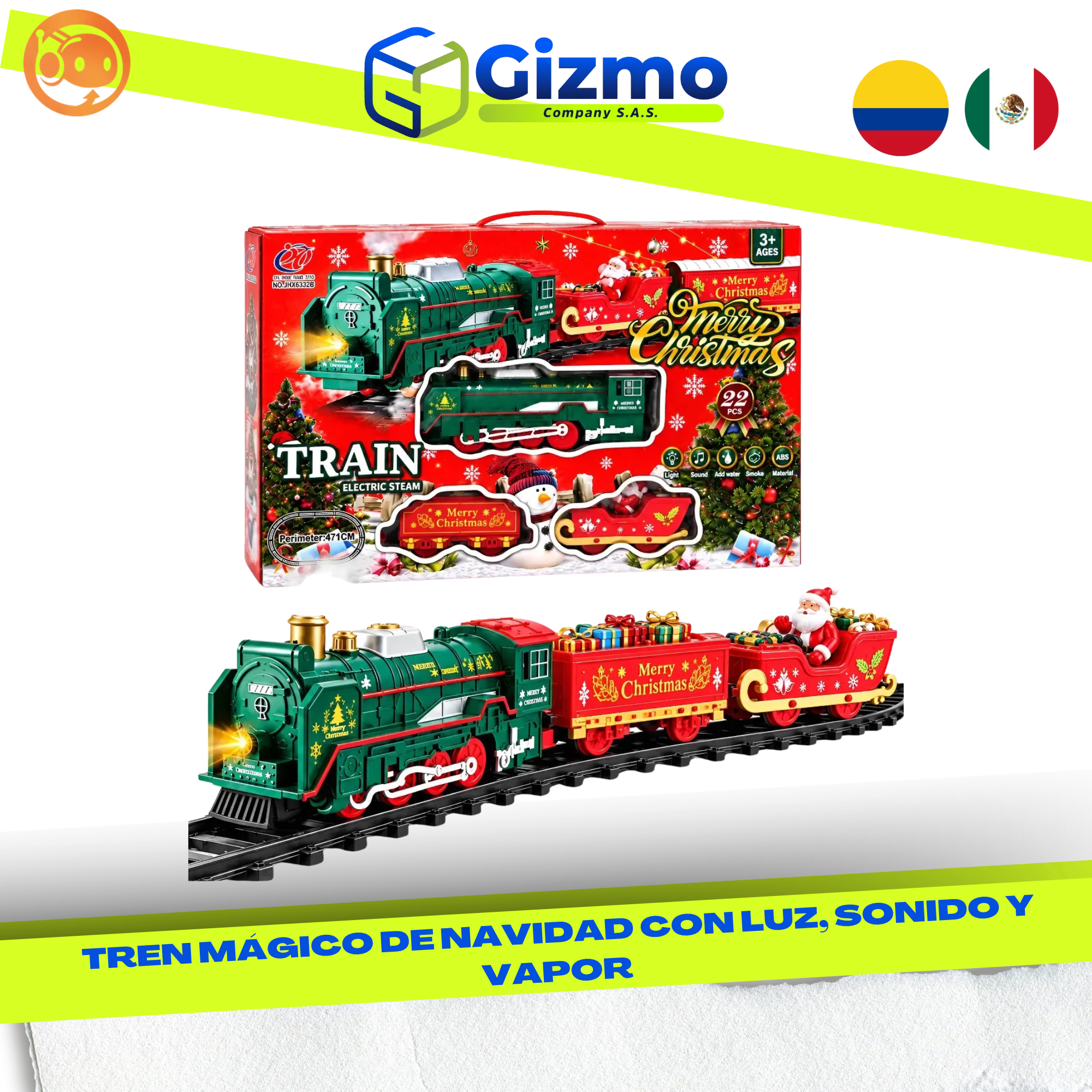 CATALOGO MERCANCIA NUEVA - GIZMO 2026 - 2026-10-09T175743.445 Tren Navidad con Luz, Sonido Y Vapor - Imagen 1